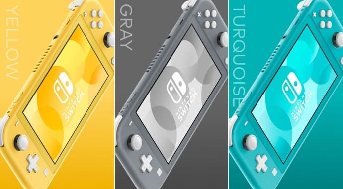 Nintendo Switch Lite models colors, yellow, gray, tuequoise